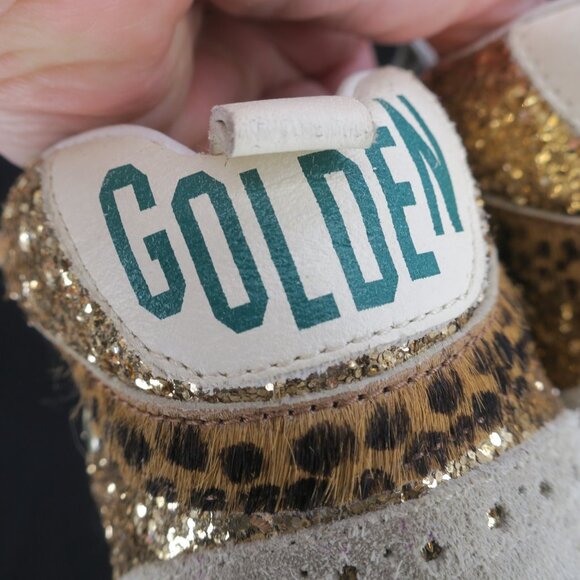 Golden Goose Mid Star Gold Glitter Midstar LE Sneakers Women 37 7M Made in Italy - Picture 7 of 15